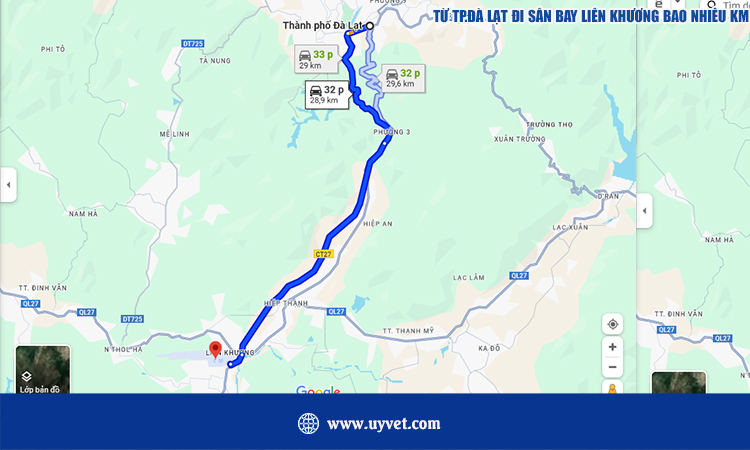 Từ Đà Lạt đi Sân Bay Liên Khương bao nhiêu km